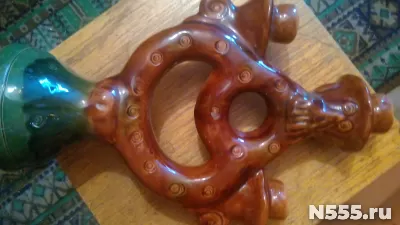 Подсвечник тройной большой коричневый керамика