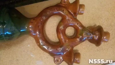 Подсвечник тройной большой коричневый керамика фото 1