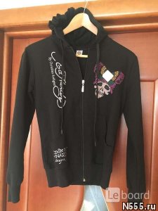 Толстовка новая ed hardy 46 м черная замок капюшон