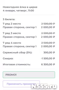 Промокод 20% на все билеты онлайн Цирк в Автово